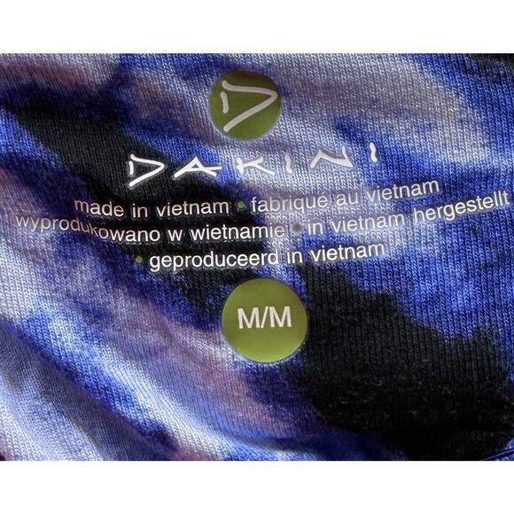 Dakini Geo Dress Sz Medium Blue Tie Dye Shelf Bra Fit Flare Stretch Knit Womens - Picture 6 of 8